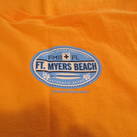 Vintage FT. MYERERS BEACH T Shirt Size Petite Orange U.S.A. - Picture 7 of 7